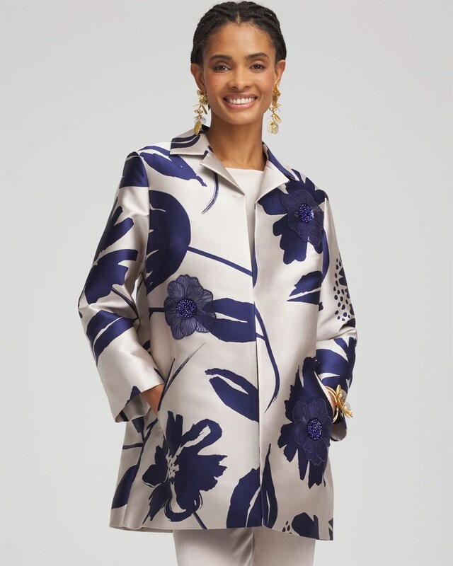 Travelers Collection Floral Jacquard Jacket